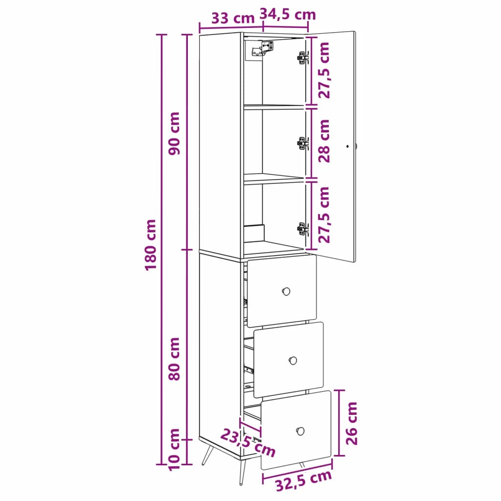 Set di armadi 2 pcs Legno antico 34,5 x 34,5 x 90 cm 3416896