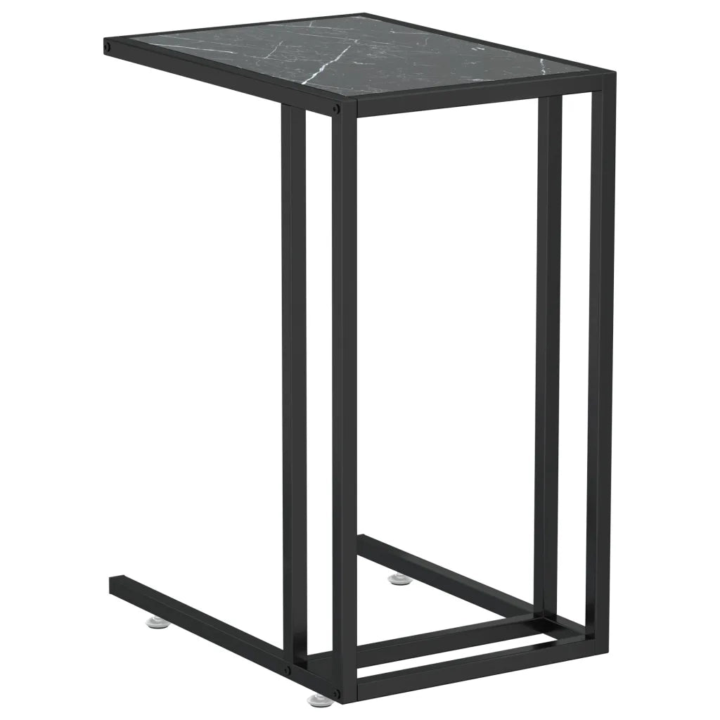 Tavolino per Computer-Tavolino da soggiorno-Tavolo Marmo Nero 50x35x65 cm Vetro Temperato 600212