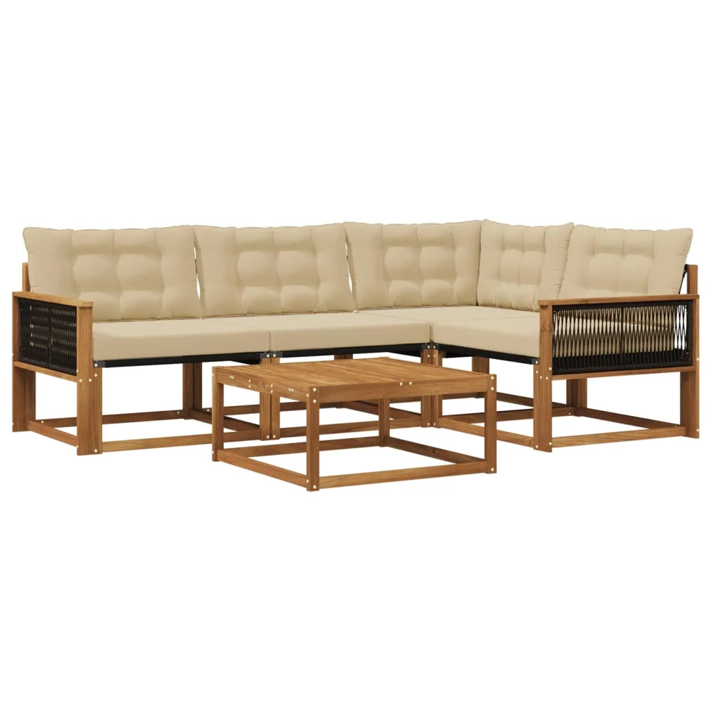 Set di divani da esterno con cuscino 5 pcs Naturale e Beige 3381409