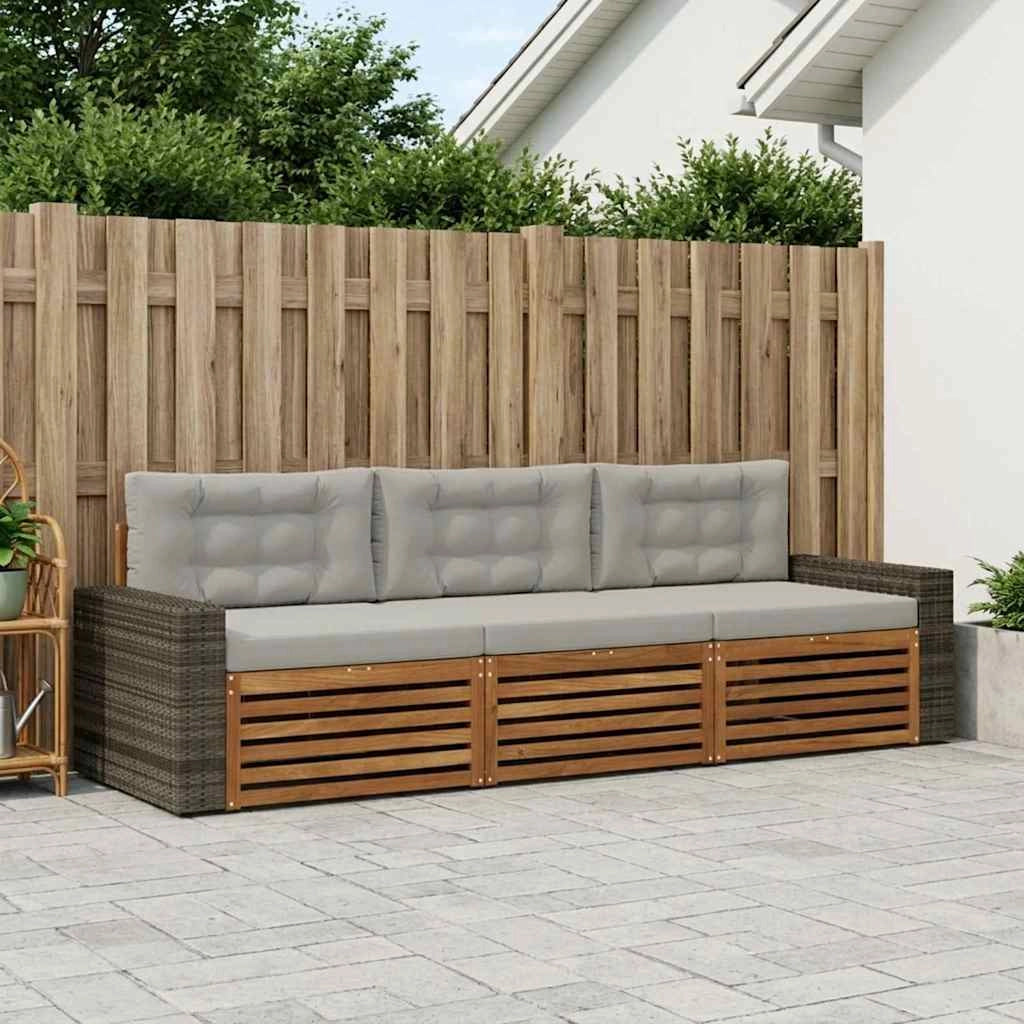 Set di divani da esterno 3 pz Naturale e Grigio Chiaro 3382979