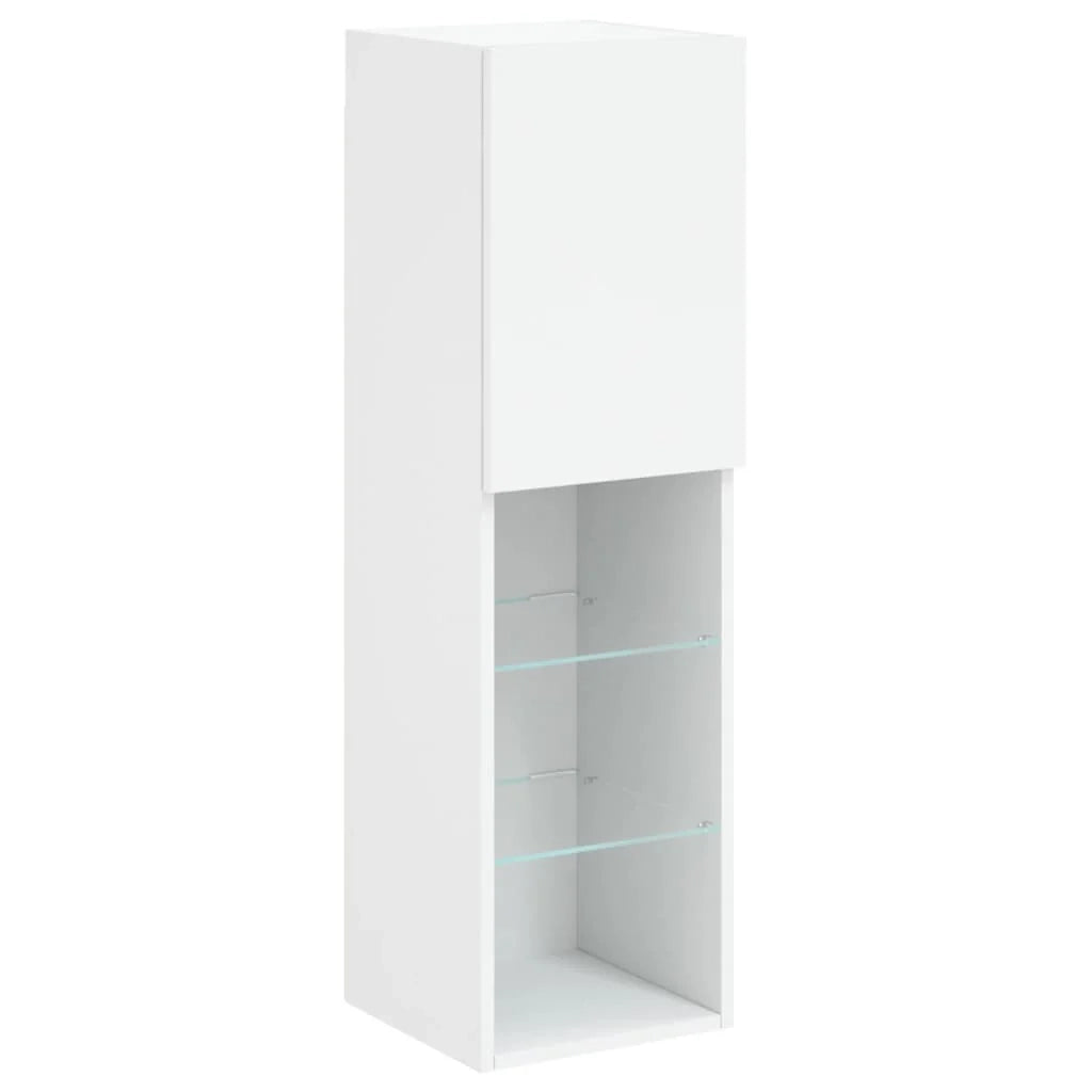 Mobile porta TV multimediale mensola porta TV credenza mobile porta TV per sala da pranzo soggiorno camera da letto con luci LED 2 pezzi 30,5 x 30 x 102 cm bianco 02_0028831