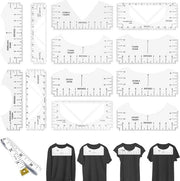 12 pezzi di livella per T-shirt livella - angolo sarto - attrezzo di centratura in PVC - con 1 rotolo di livella - attrezzo di allineamento - strumenti utili.