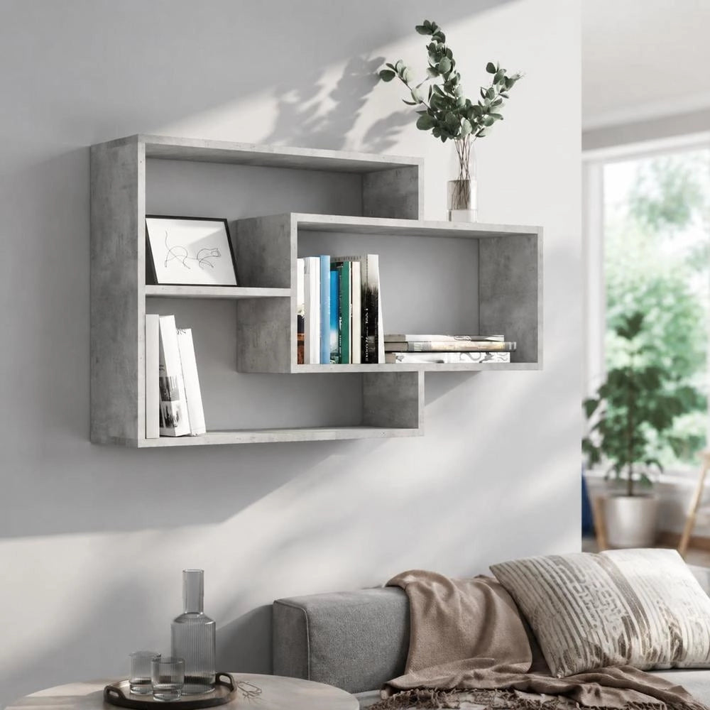 Wall Shelves, Concrete Grey, 104x20x58.5 Cm, Wood-based Material