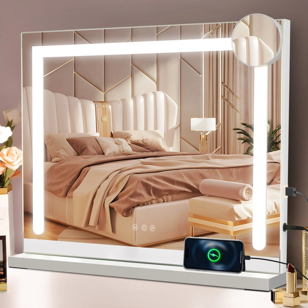 ZMH Specchio da bagno con illuminazione a LED specchio da parete bianco con funzione touch