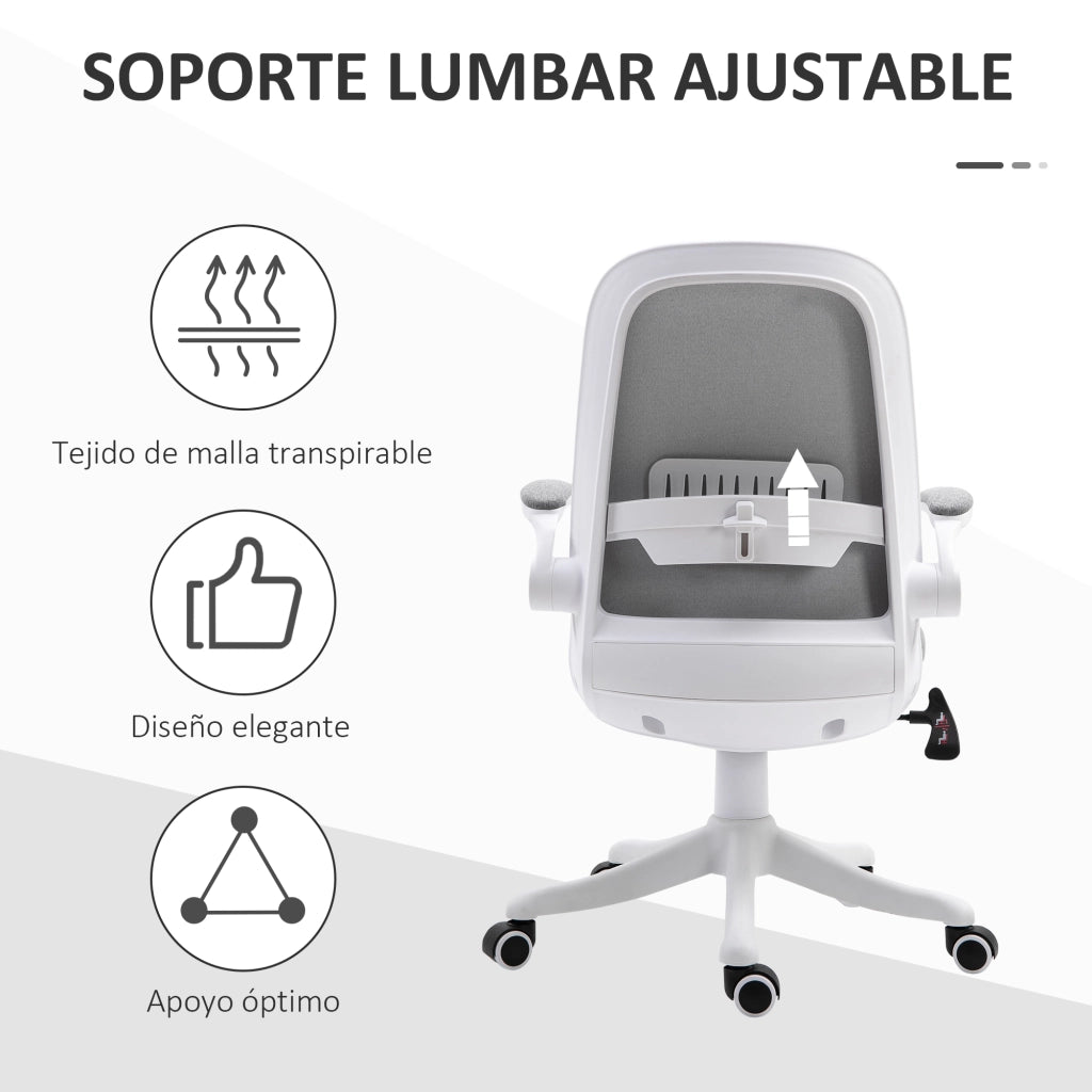 Sedia da ufficio girevole con schienale basculante e braccioli regolabili ¨C ZephMum ¨C Grigio 62.5x60x94-104 cm