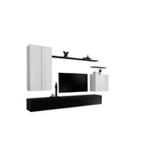 Set di mobili da salotto collezione SWITCH II design, colori bianco e nero lucido.