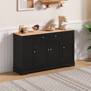 Credenza da cucina moderna 138 cm con cassetto; ante e ripiani interni; nero in MDF