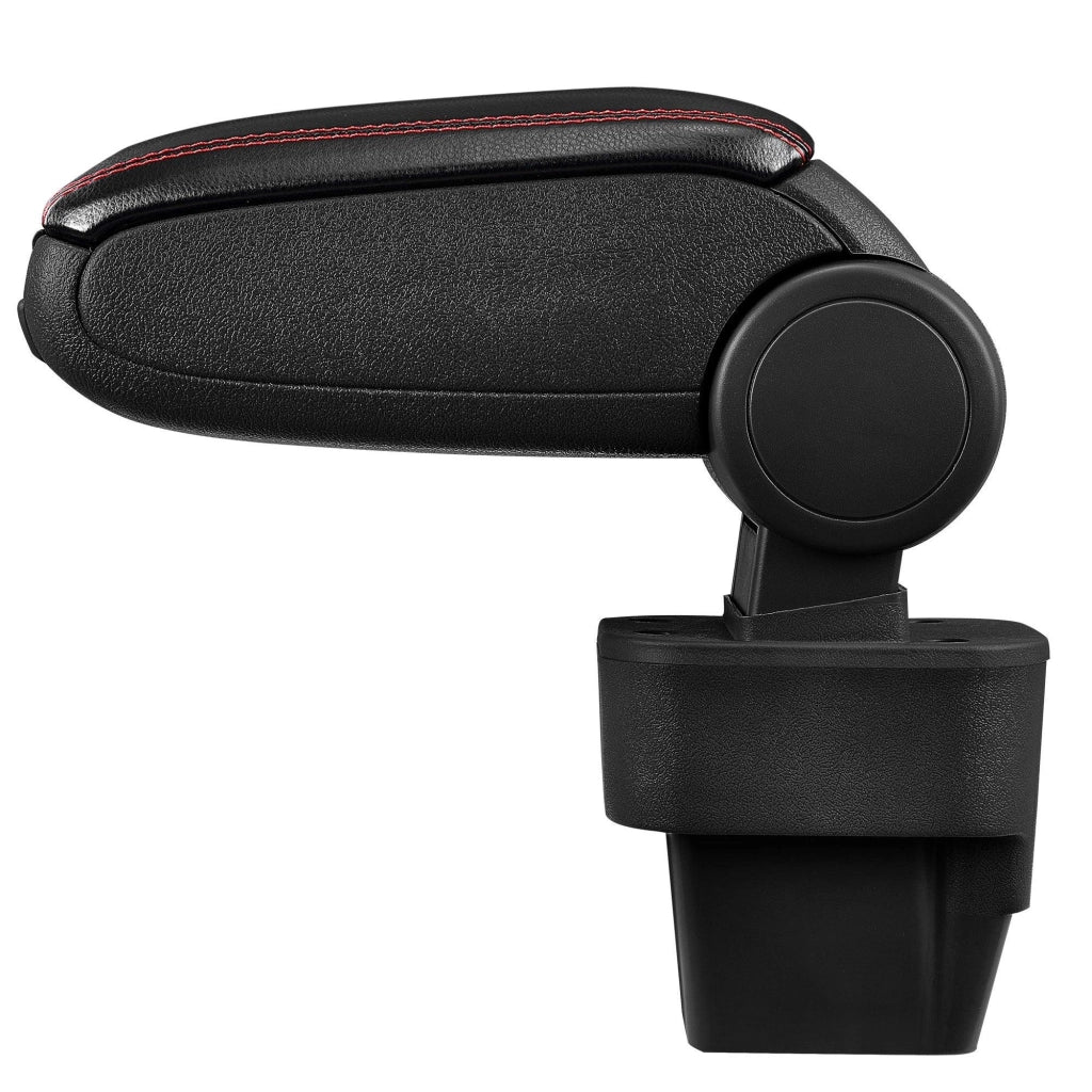 Bracciolo centrale per Opel Astra H con scomparto imbottito in similpelle nera con cuciture rosse 03_0000559