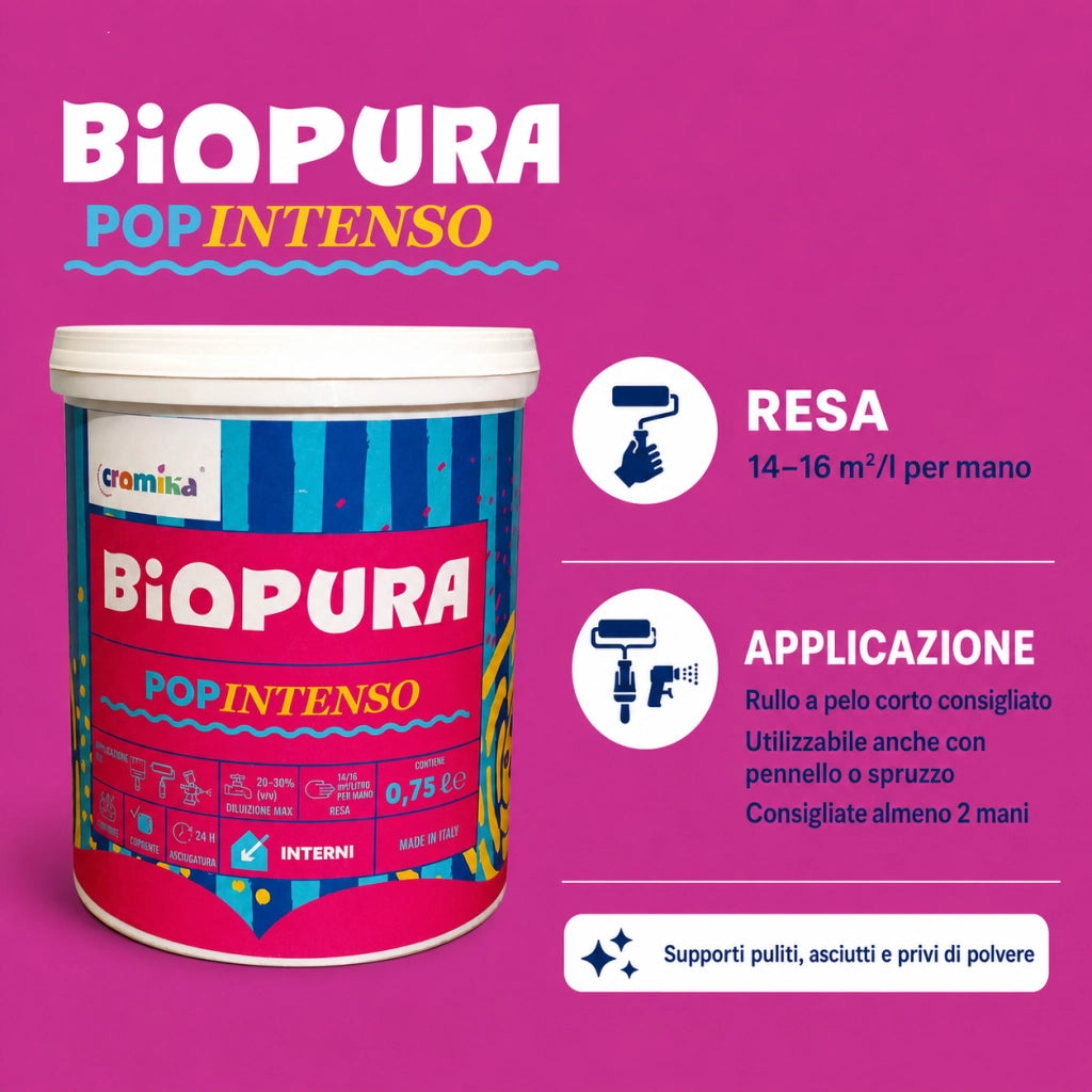 Popintenso palestra e decori interni pittura murale lavabile e coprente cromika *** formato 0,750 lt, colore- fucsia ...