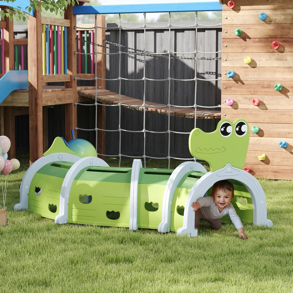 Tunnel Gioco per Bambini Forma Coccodrillo Modulabile ¨C zephmum ¨C Verde