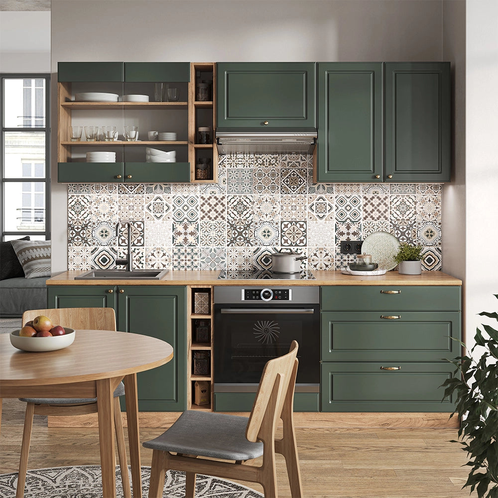 Cucina componibile Fame-Line Verde-oro rustico/Rovere dorato 235 cm, PL Marmo Vicco