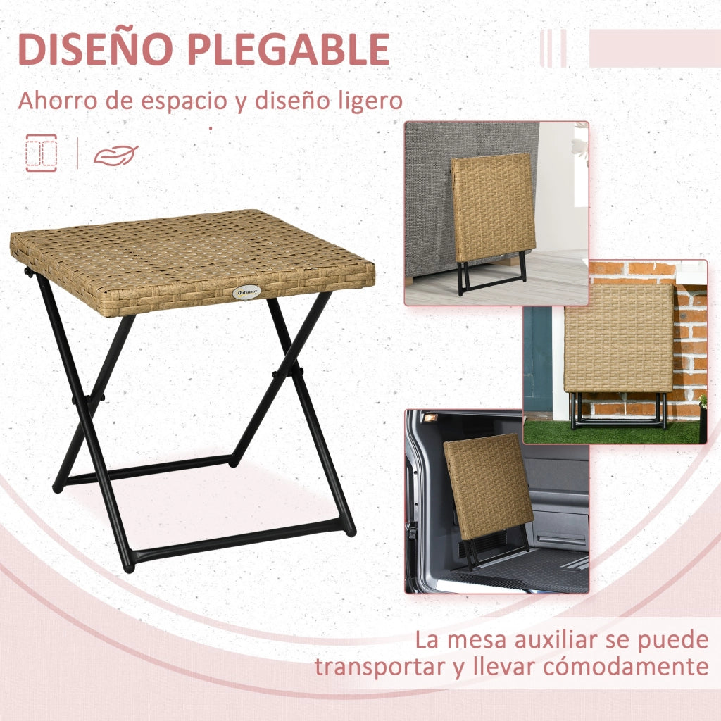 Tavolino da esterno in rattan pieghevole ¨C zephmum ¨C 40x40x40 cm natural