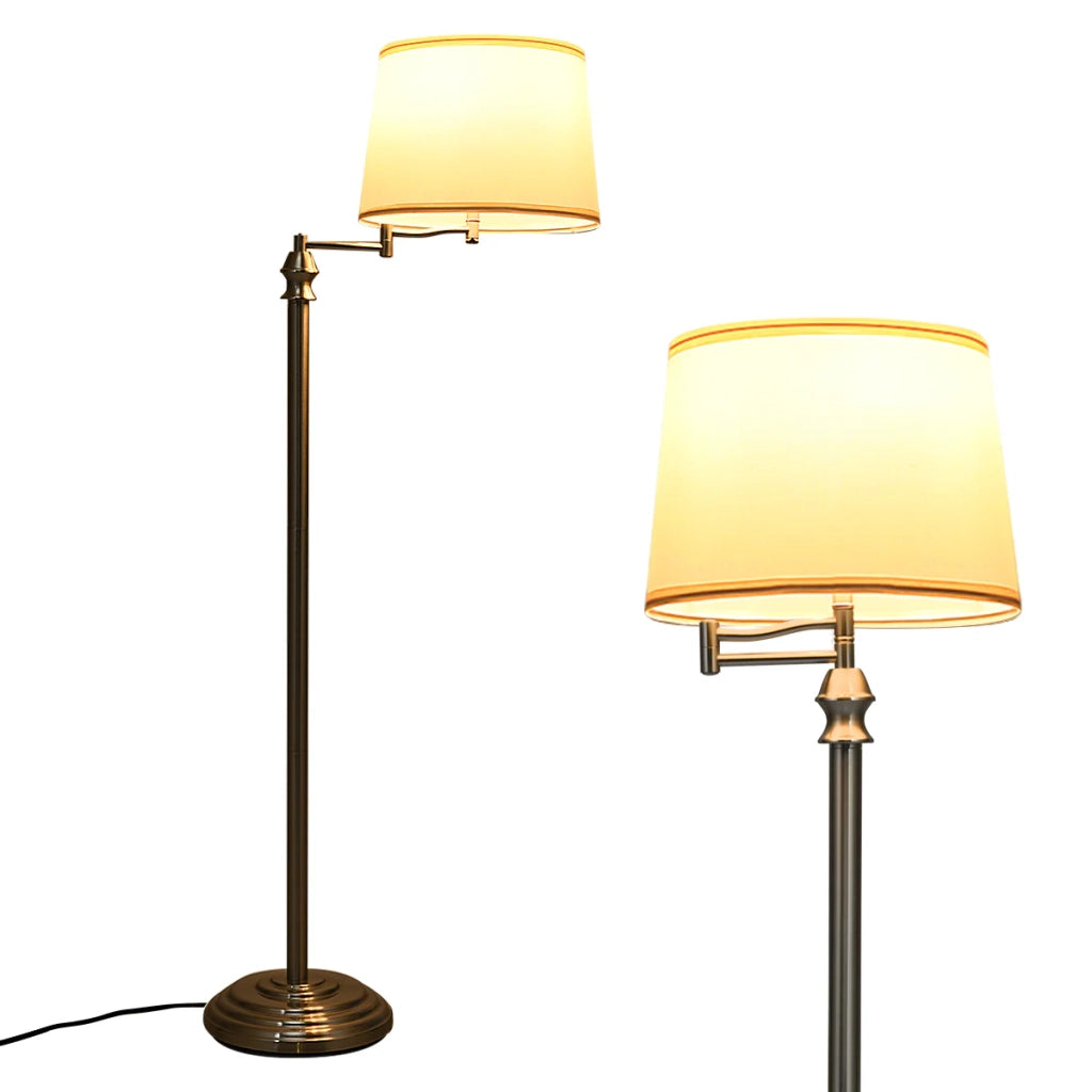 Lampada da terra moderna con braccio girevole 35,5 x 152 cm luce soffusa atmosfera accogliente in ferro nichelato beige 20_0020601