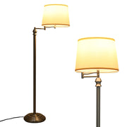 Lampada da terra moderna con braccio girevole 35,5 x 152 cm luce soffusa atmosfera accogliente in ferro nichelato beige 20_0020601