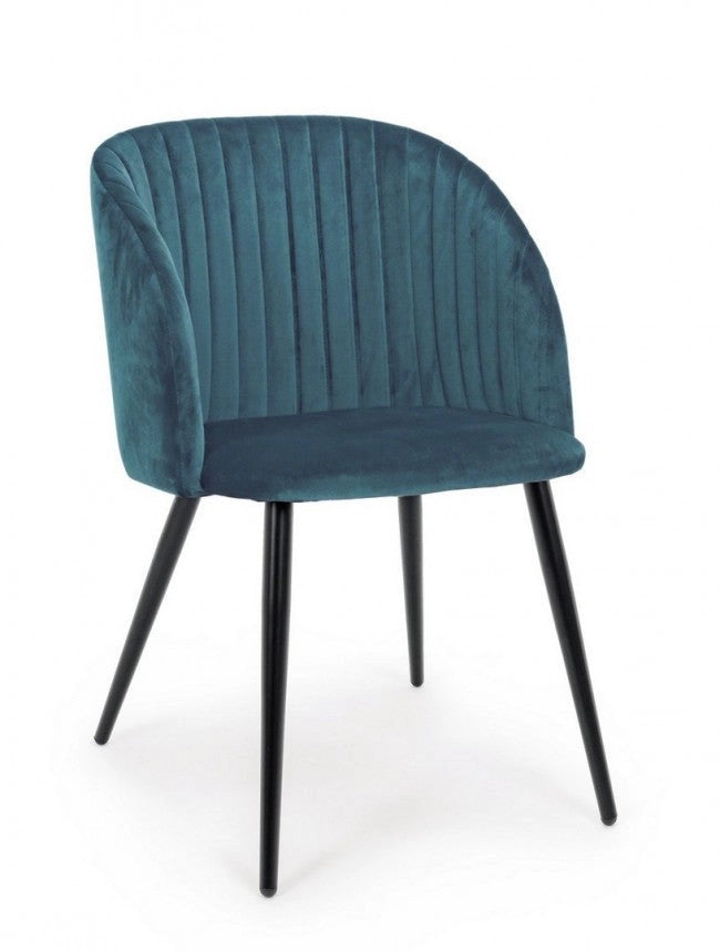 Set 2 Sedie 53x57x81,5h cm Queen Velvet Blu