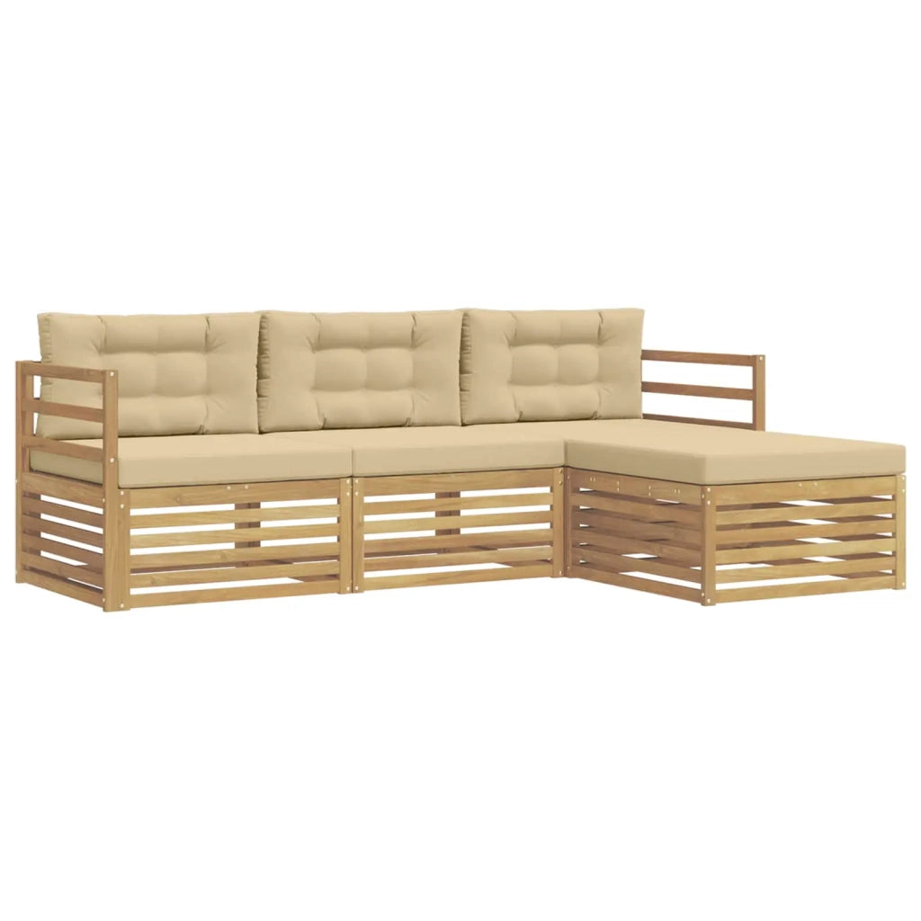 Set di divani da esterno 4 pcs Bianco e Beige Poliestere