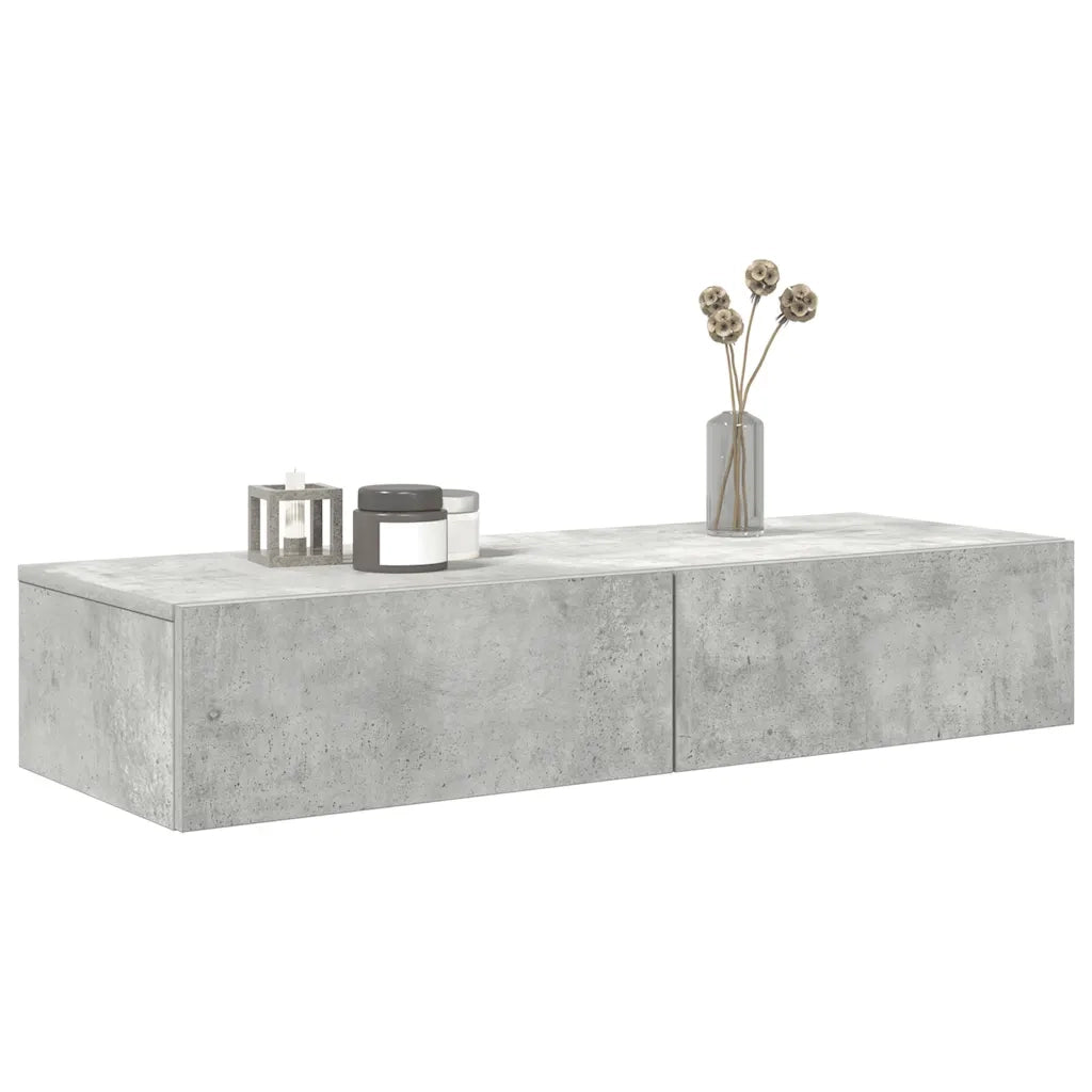 Scaffale a Parete con Cassetti Grigio 100x36x19cm in Truciolato 859989