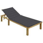 Lettino da Giardino con Cuscino Antracite Legno Pino Impregnato cod mxl 53185