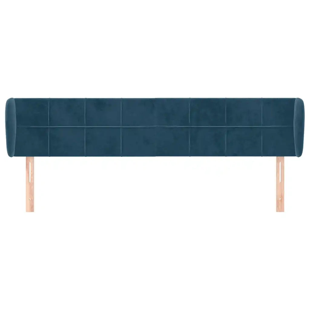 Testiera ad Orecchio-Testata con Orecchie Blu Scuro 203x23x78/88 cm in Velluto 382156