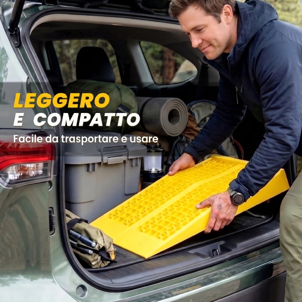 Set 2 Rampe di Carico in Plastica per Auto con Capacit¨¤ 3 Tonnellate e Superficie Antiscivolo, Giallo