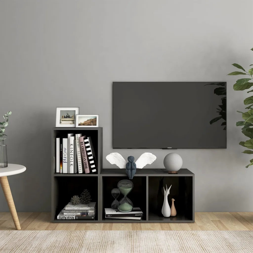 Mobili TV 2 pz | Armadietto TV | Mobile Porta TV Grigio Lucido 72x35x36,5 cm in Legno Multistrato