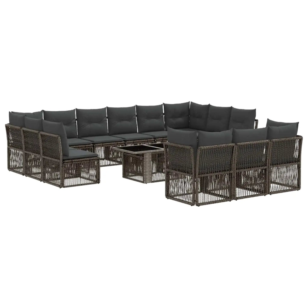 Set Divano da Giardino 14 pz Grigio polyrattan 3436556