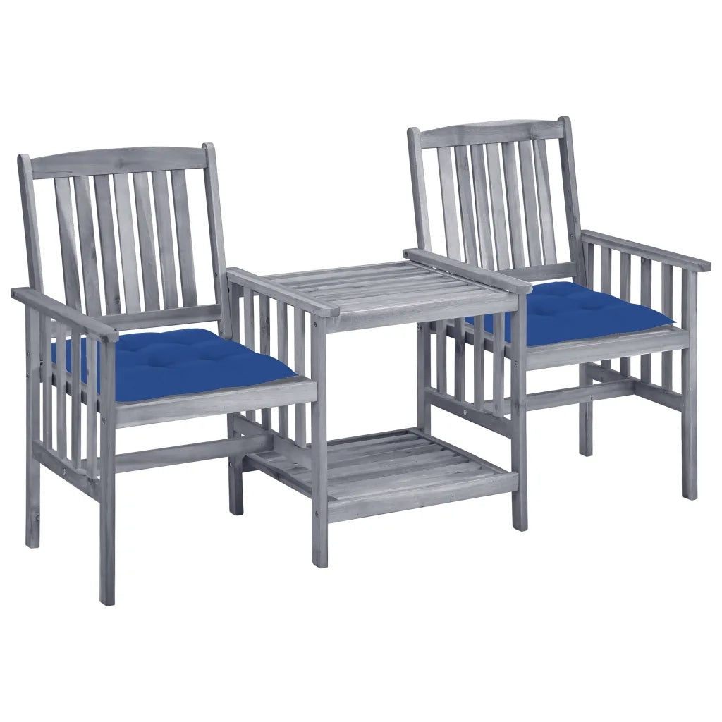 Sedie da Giardino con Cuscini e Tavolino in Massello di Acacia cod mxl 33914