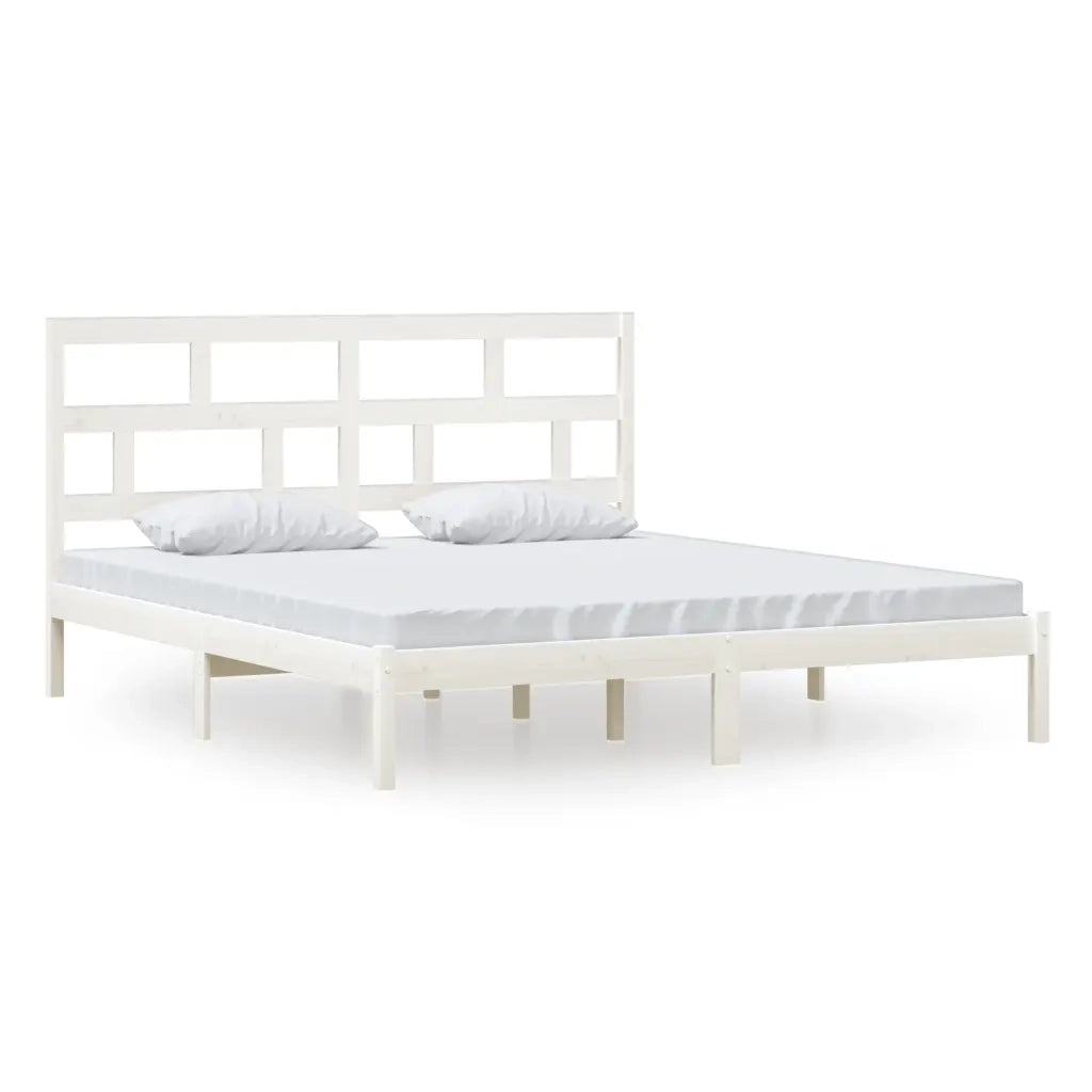 Letto matrimoniale | Letto per adulti | Giroletto Bianco 180x200 cm Super King in Legno Massello