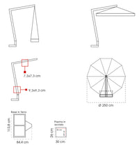 Ombrellone da Giardino Decentrato Ø2,5m in Legno Telo in Acrilico Danieli Lisbona Ecrù
