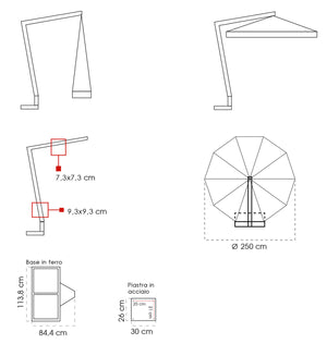 Ombrellone da Giardino Decentrato Ø2,5m in Legno Telo in Acrilico Danieli Lisbona Ecrù