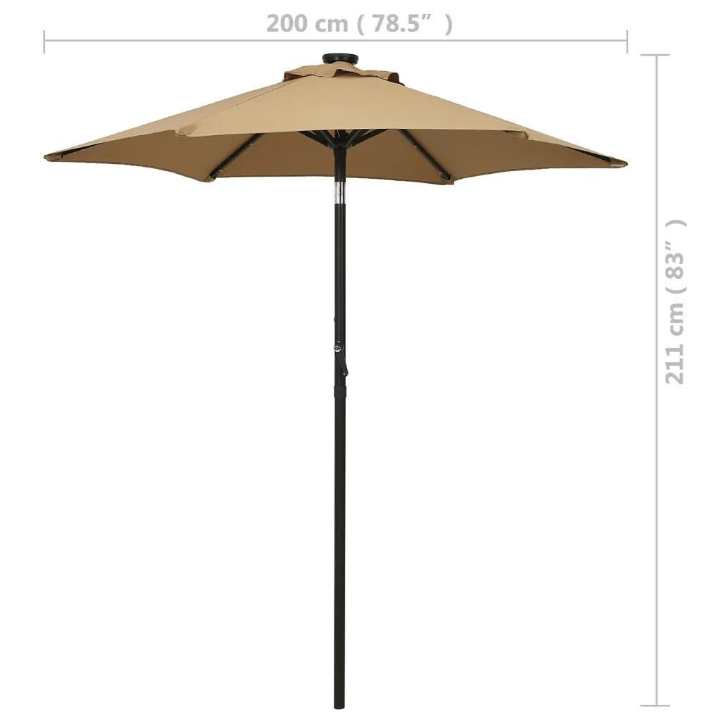 Ombrellone da Giardino-Ombrello da Balcone con LED Tortora 200x211 cm in Alluminio