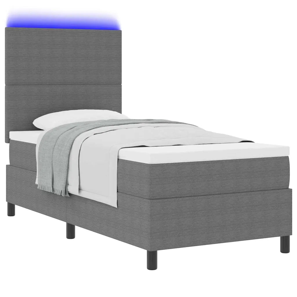 Letto a Sorgente LED Grigio chiaro e bianco 90 x 190 cm 3337623