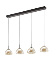 Lampada a Sospensione Lucille Cognac 28W LED CCT 2700K-4000K, Struttura Metallo e Vetro Borosilicato, Dimmerabile a step - 87x6x200cm