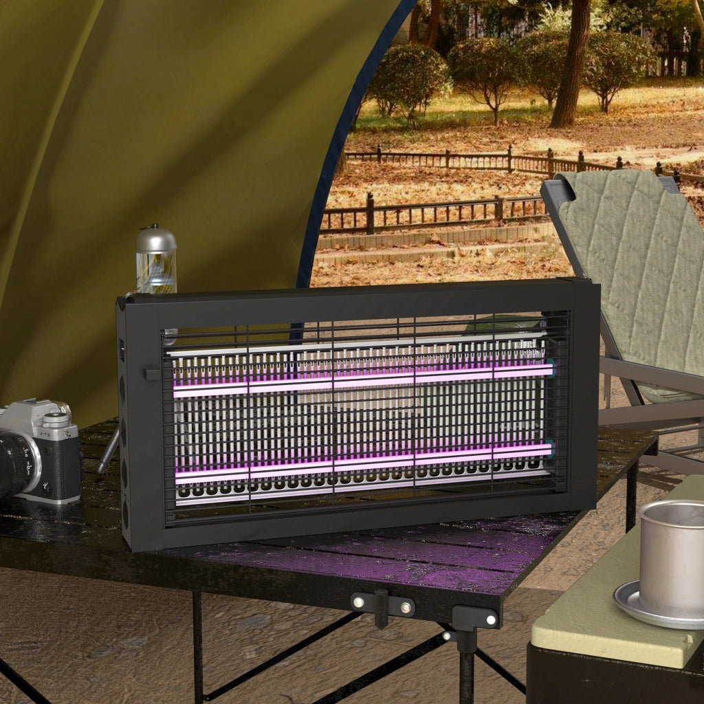 Lampada Zanzariera Elettrica 8W per Interno 49x6x25 cm con Catenella e Rete di Protezione Nero
