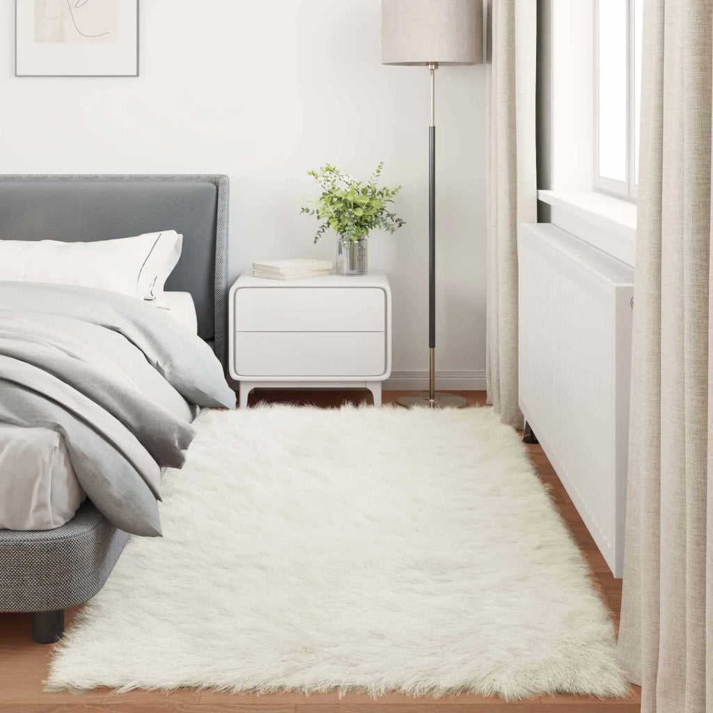 Tappeto in finta TAFALLA Bianco 80 x 200 cm Poliestere 42021457