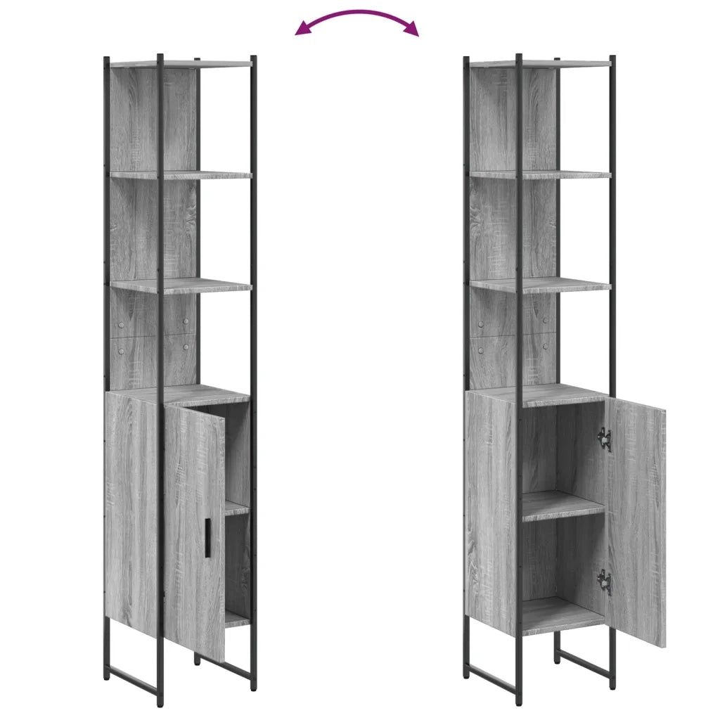 Mobile da Bagno | Armadio da bagno Grigio Sonoma 33x33x185,5 cm Legno Multistrato