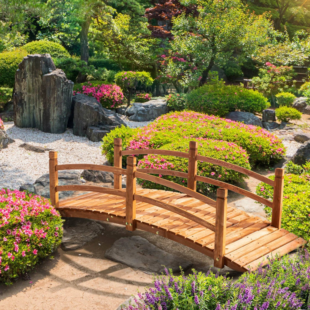 Ponte per Giardino in Legno con Passamano ¨C Zephmum ¨C 185x72x58 cm Colore Naturale
