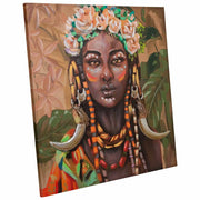 Quadro dipinto a mano con rilievo verde 100x100x3h
