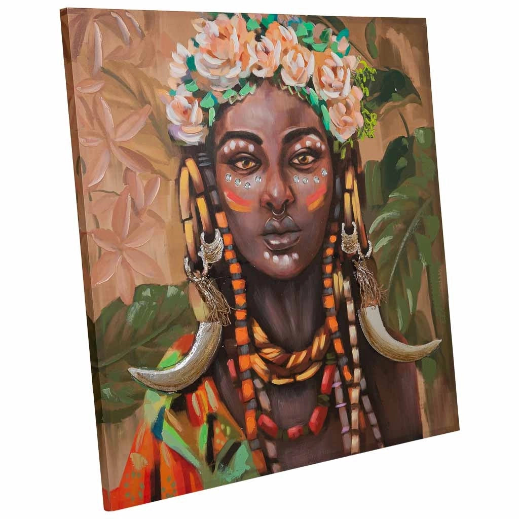 Quadro dipinto a mano con rilievo verde 100x100x3h