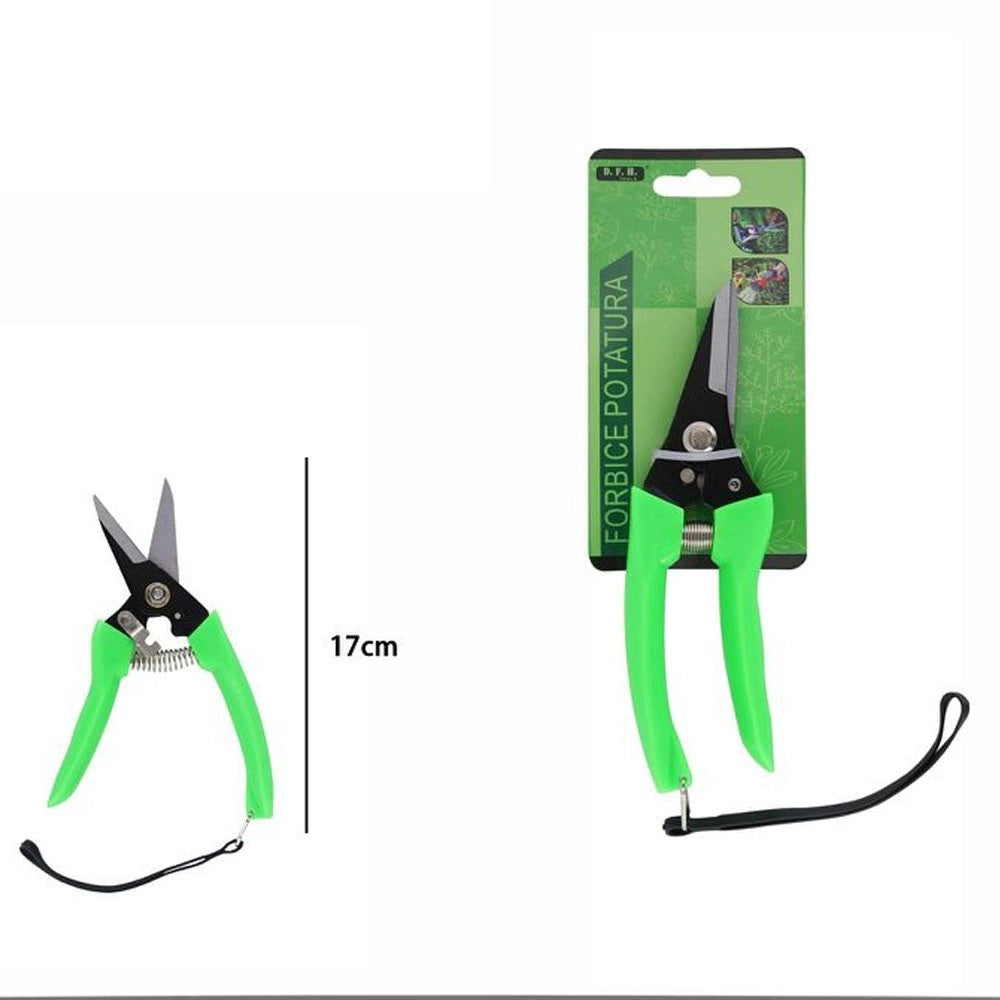 Trade Shop - Forbici Per Potatura Giardino Piante Manico Antiscivolo Molla Di Richiamo 17 Cm -