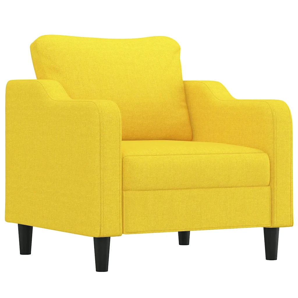 Set di Divani 3 pz con Cuscini Giallo Chiaro in Tessuto