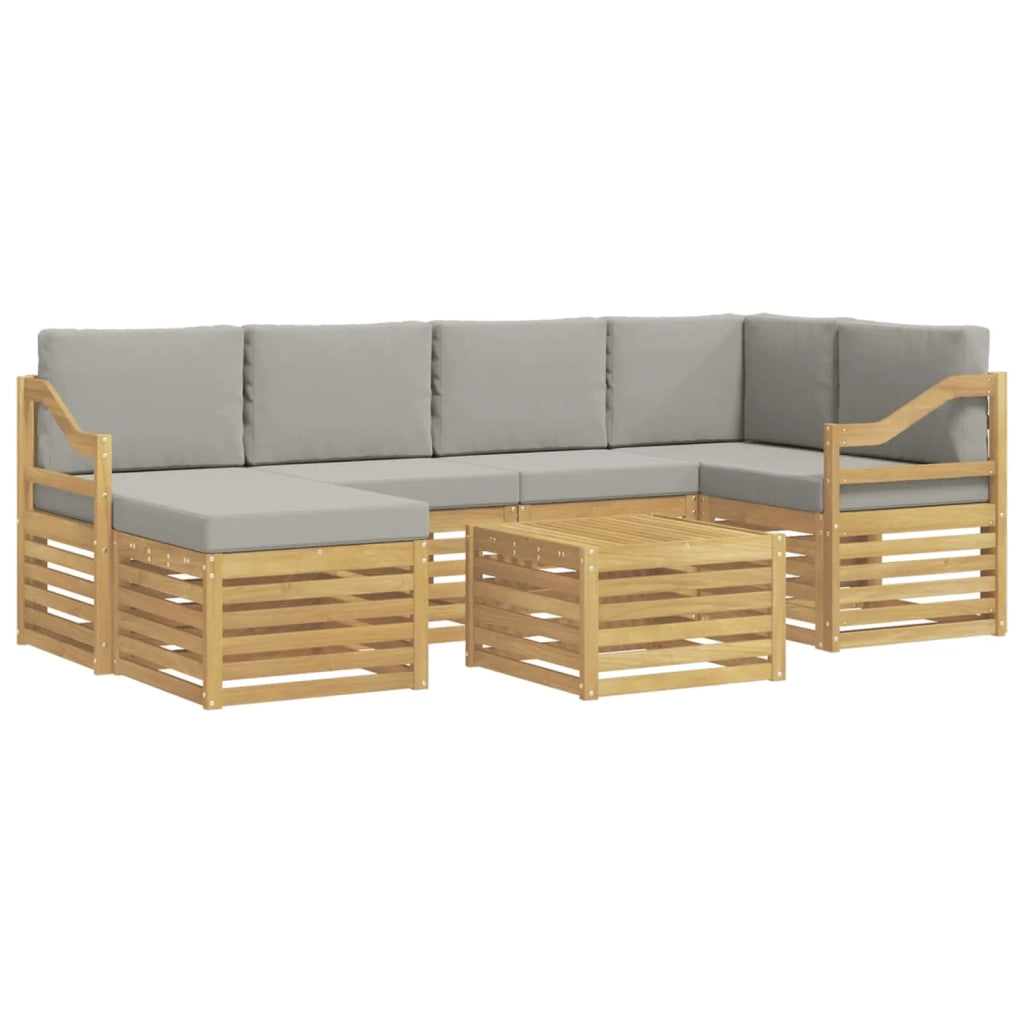 Set di divani da esterno 7 pcs Bianco e Grigio Chiaro