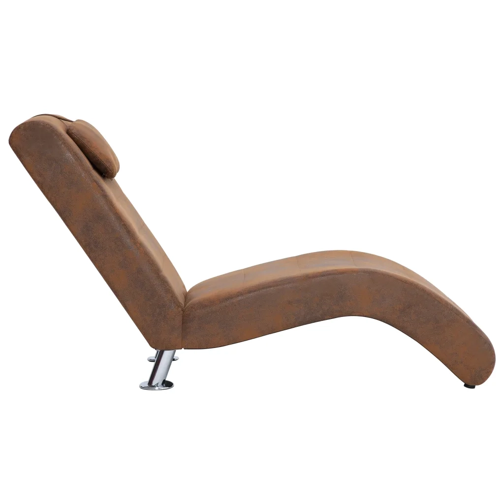 Sdraio con Cuscino Marrone in Pelle Sintetica Scamosciata cod mxl 68613