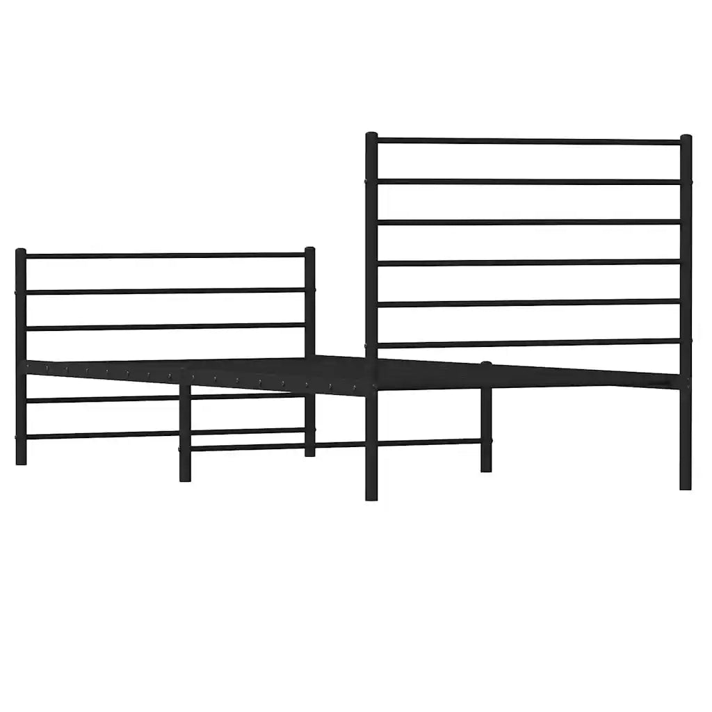 Giroletto con Testiera e Pediera Metallo Nero 100x200 cm 352332