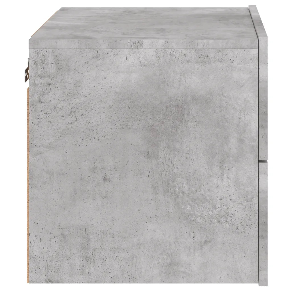 Comodino a Parete con Luci LED-Tavolino da notte sospeso Grigio Cemento 196429