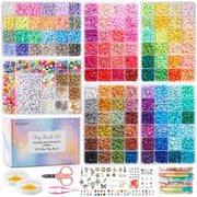 Set di perle per bracciali da 22.000 pezzi, 120 perle piatte rotonde Heishi, 6 mm perle per bracciali con alfabeto, set di DIY creativo per bambine, ragazze e bambini da 6 a 12 anni