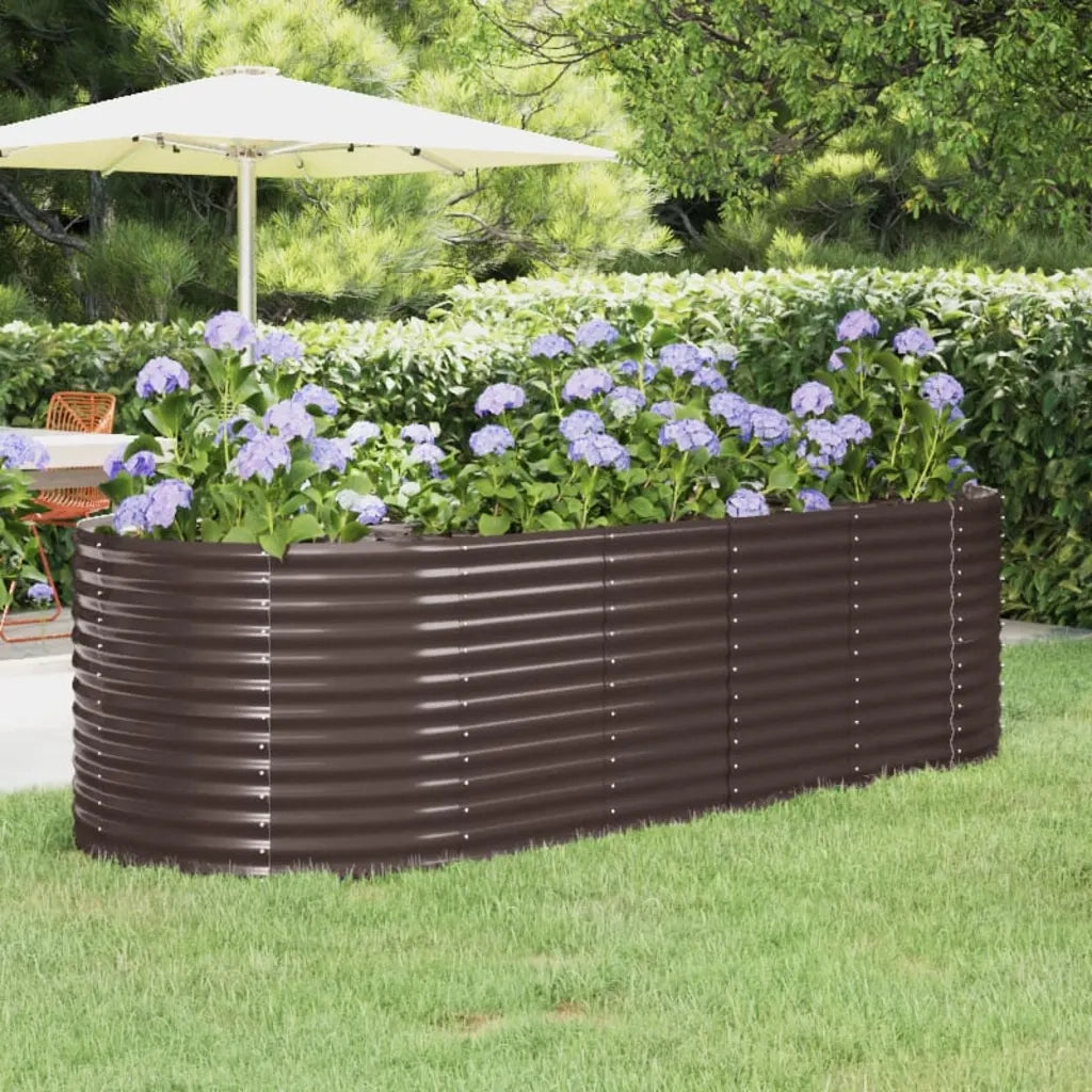 Fioriere | Cassetta per fiori | Letto Giardino Acciaio Zincato 249x100x68 cm Marrone
