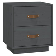 Comodino | Armadio da Notte | Mobiletto da notte Grigio 40x34x45 cm in Legno Massello di Pino