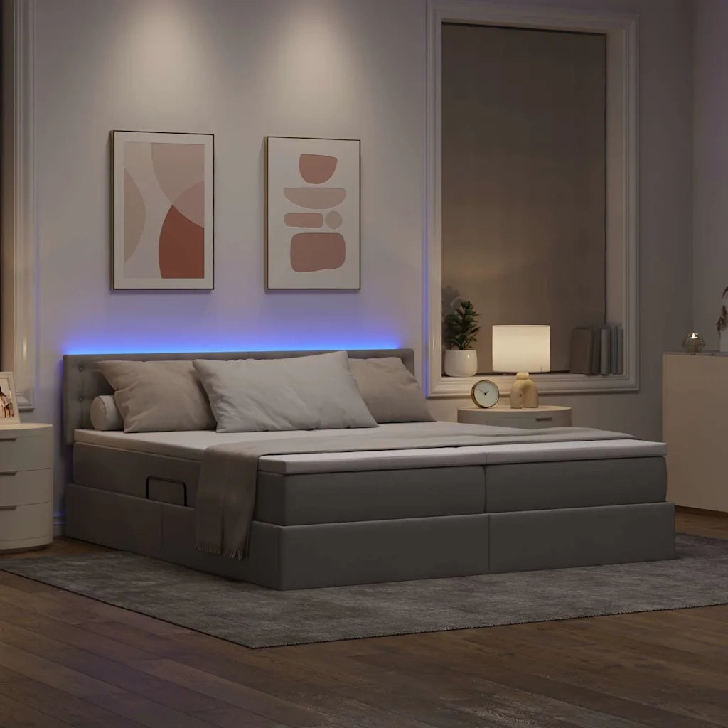 Letto con luci a strisce a LED Talpa 200 x 200 cm Tessuto