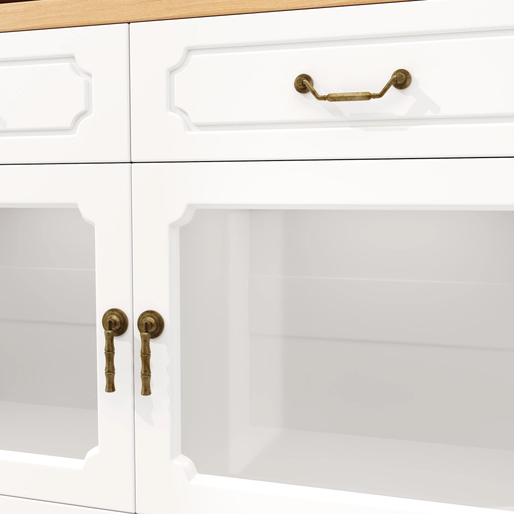 OKWISH Tavolo Bar Estensibile con 4 Cassetti e Ripiano Laterale, Piano Girevole a 360° e LED, per Cucina